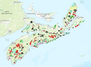 Parks and Protected Areas in Nova Scotia as of Dec 29, 2015. Click on image to go to interactive map.